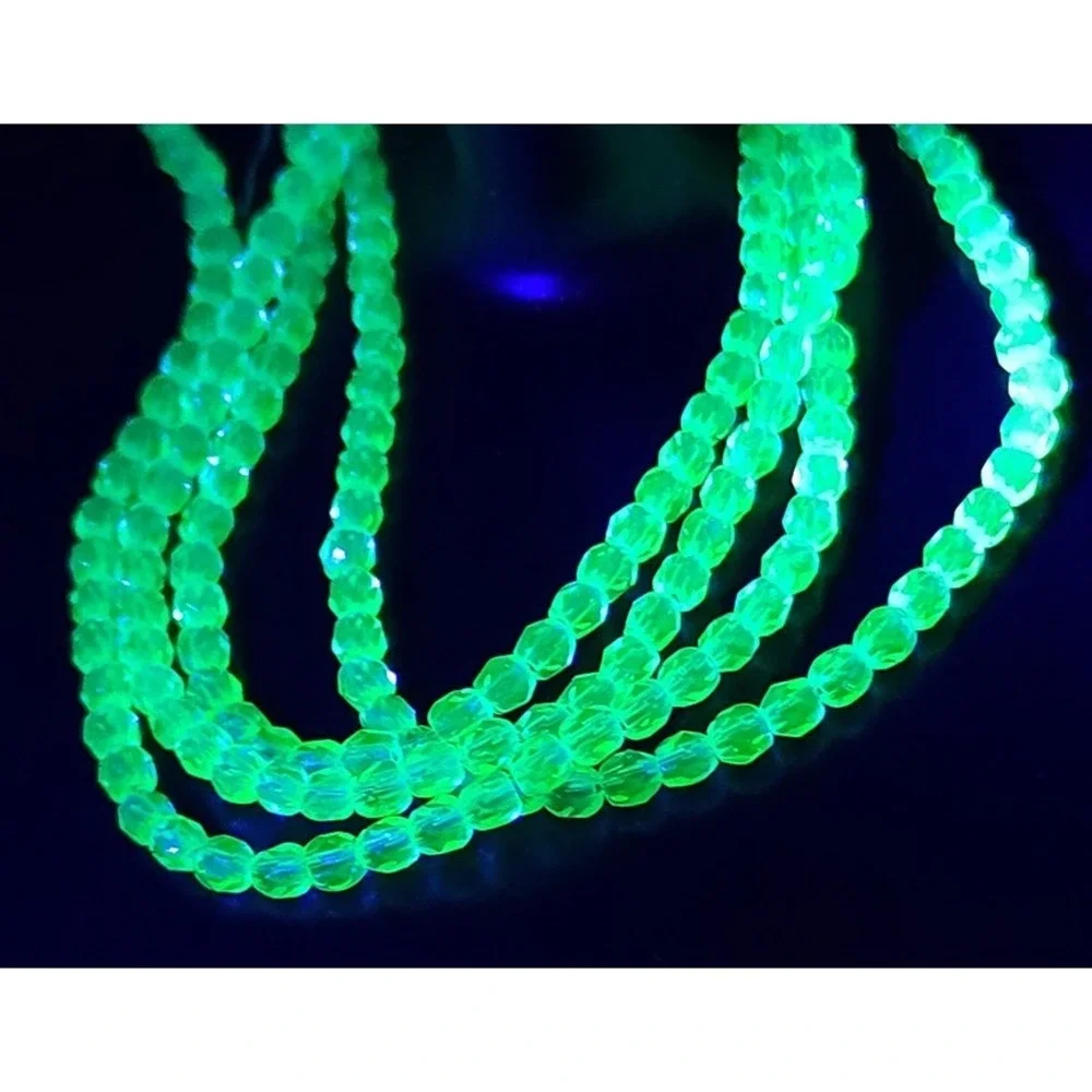 50pcs Vaseline Uranium Glass Beads 3mm Faceted Light Yellow Czech‎ UV